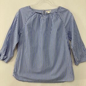 Crewcuts Blouse Girls size 14 Blue White Striped Preppy Cotton